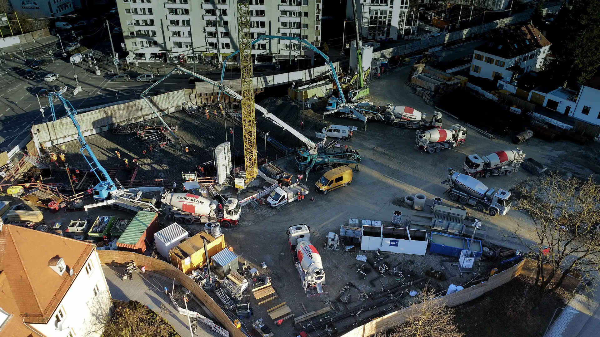 Baustelle aus der Vogelperspektive.