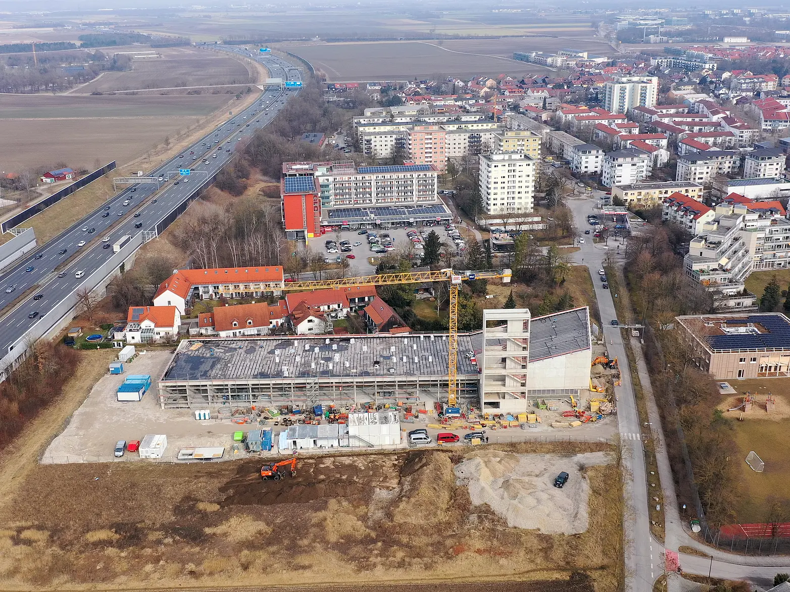 Eine Baustelle aus der Vogelperspektive.