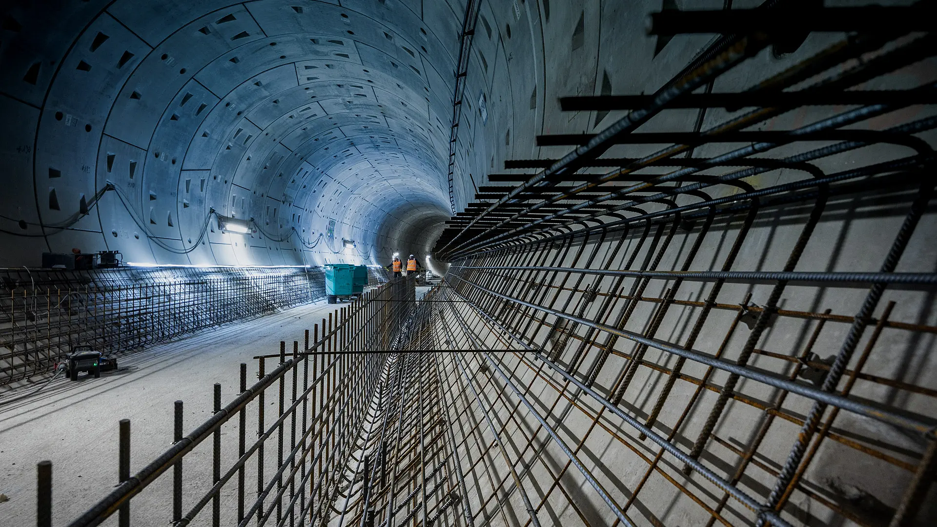 Bewehrung im Tunnel.