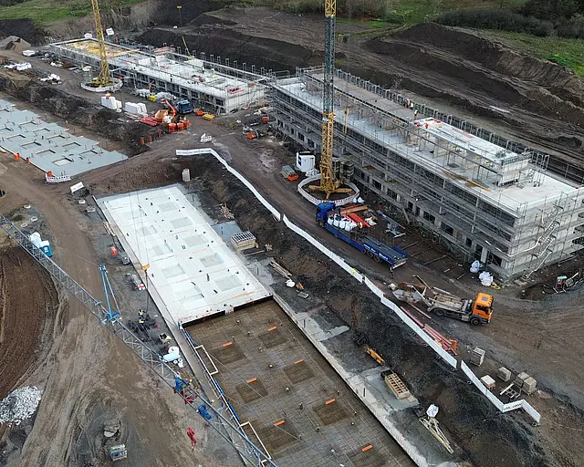 Baustelle aus der Vogelperspektive.