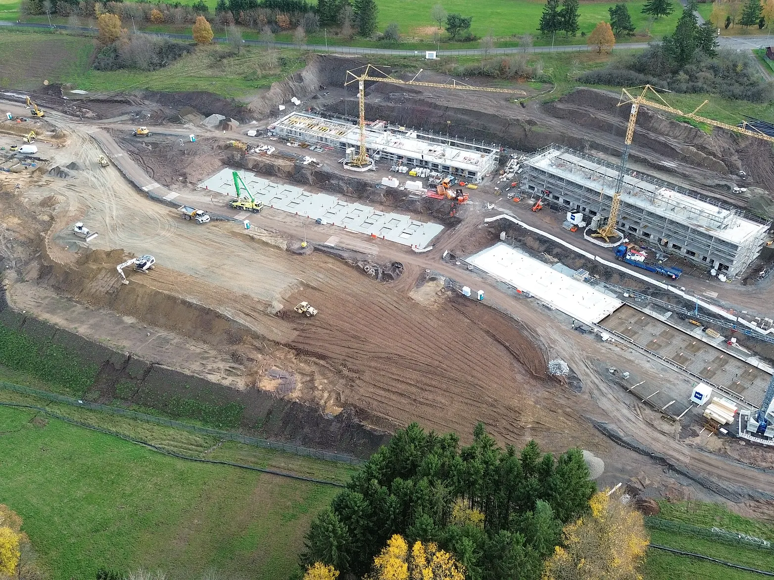 Baustelle aus der Vogelperspektive.
