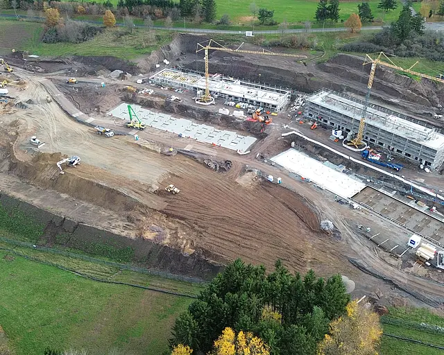 Baustelle aus der Vogelperspektive.