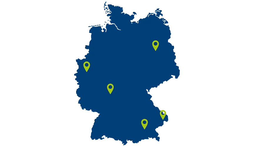 Deutschlandkarte mit Pins.