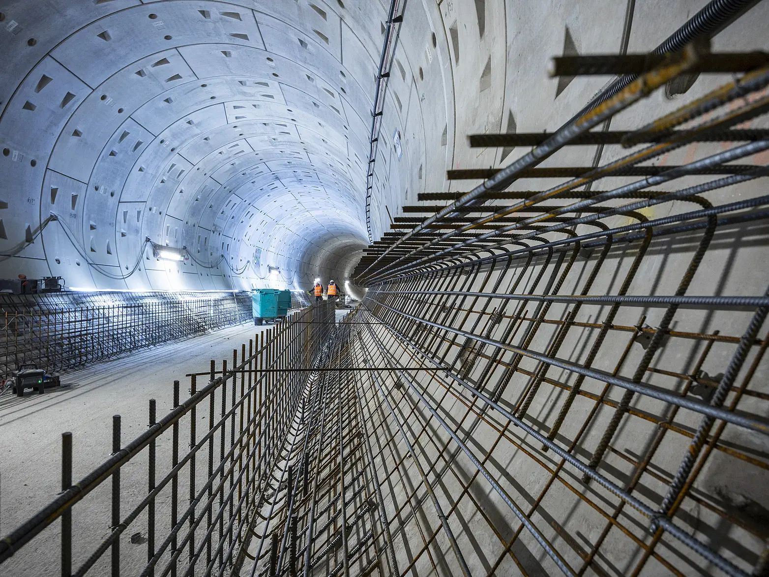 Bewehrung im Tunnel.