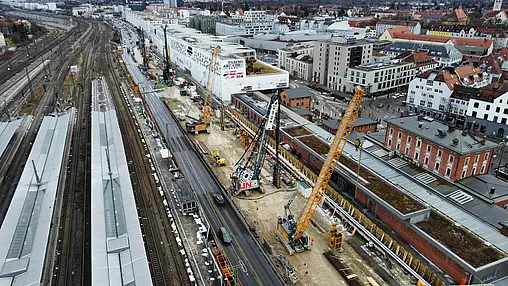 Baustelle aus der Vogelperspektive.